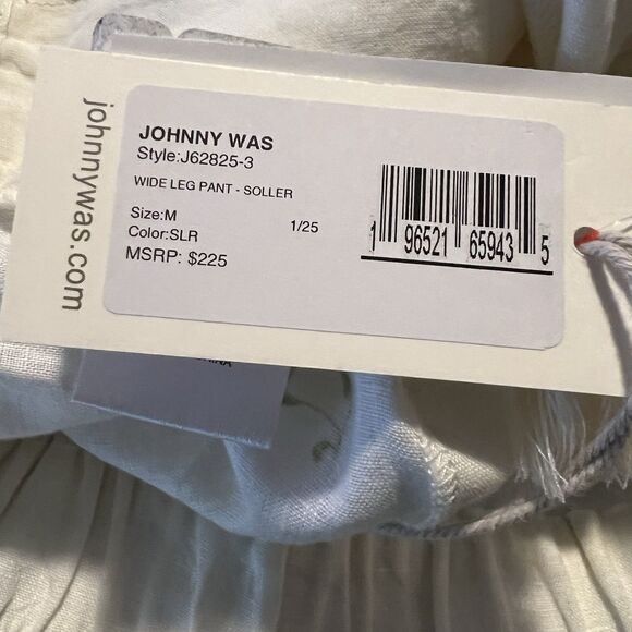 Johnny Was Los Angeles Wide Leg Pants Medium 100% Linen Soller - Picture 5 of 5